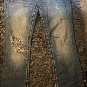 Miss Me Distressed Dark Blue Skinny Jeans